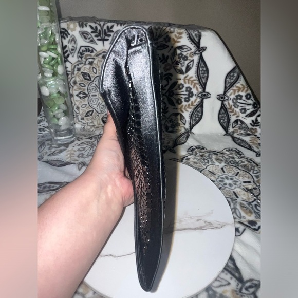 BCBGMaxAzria Shiny Sequin Envelope Clutch, Silvertone Hardware - Picture 12 of 13